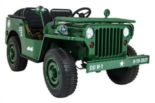 Trivietis vaikiškas elektromobilis Retro Military 4x4, žalias kaina ir informacija | Elektromobiliai vaikams | pigu.lt