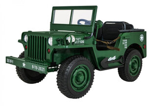 Trivietis vaikiškas elektromobilis Retro Military 4x4, žalias kaina ir informacija | Elektromobiliai vaikams | pigu.lt