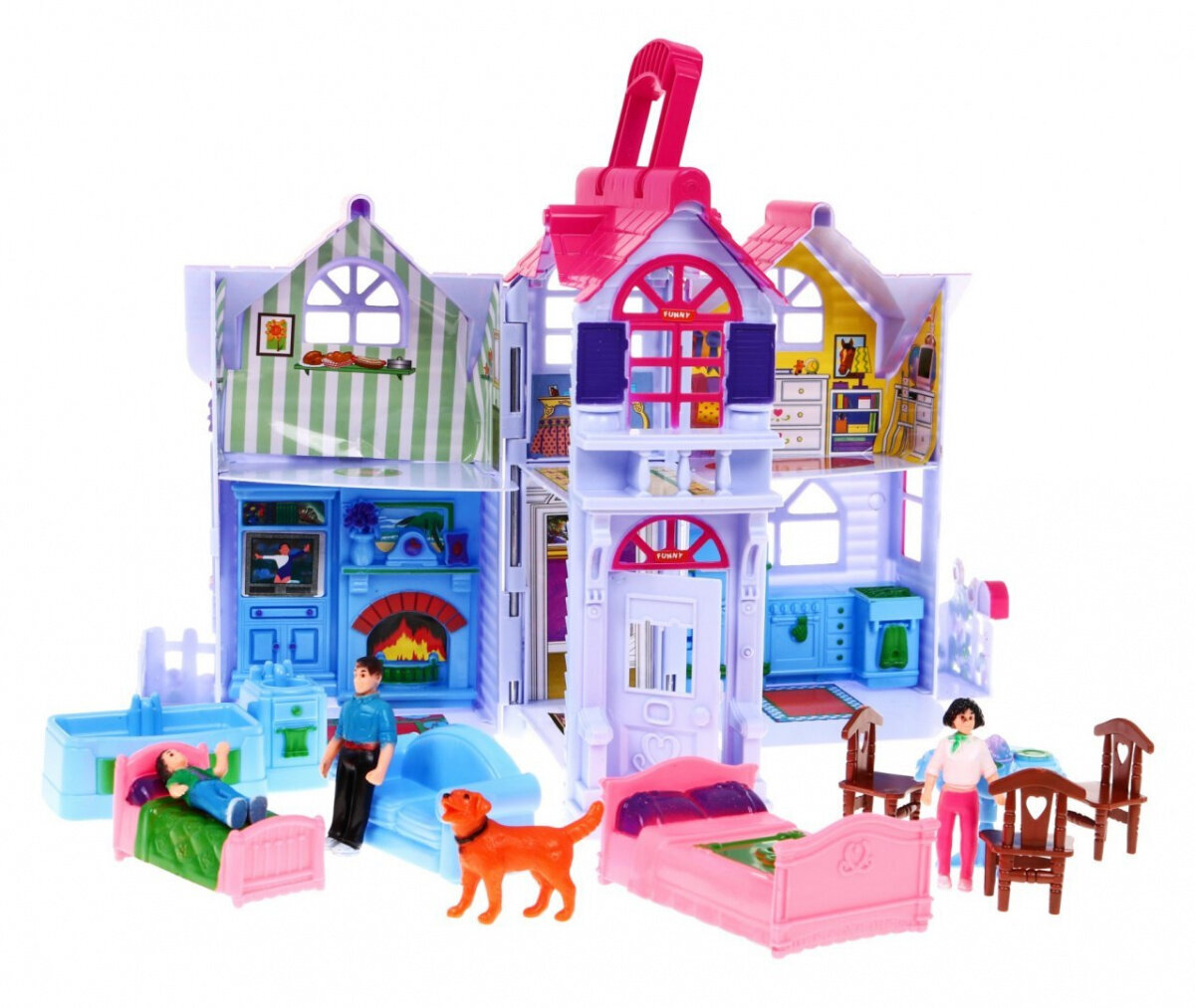 Žaislinis sulankstomas dviejų aukštų namas kaina ir informacija | Žaislai mergaitėms | pigu.lt