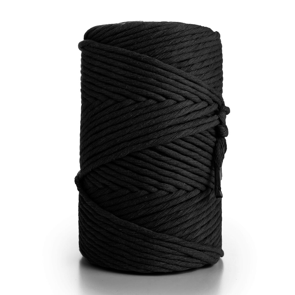 Macrame medvilninė virvutė, 3mm 280m vienos gijos pasukimo, 1kg, juoda kaina ir informacija | Nėrimo priemonės | pigu.lt