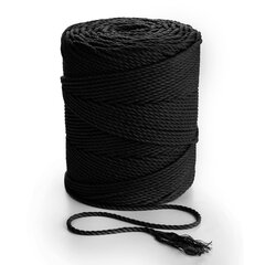 Makrame medvilninė virvė 3mm 270m, 1kg, 3 gijų sukta JUODA kaina ir informacija | Nėrimo priemonės | pigu.lt