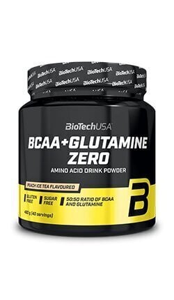 Biotech BCAA + Glutamine Zero 480 g. persikų skonio kaina ir informacija | Aminorūgštys | pigu.lt