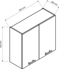 Подвесной кухонный шкаф с сушилкой Clara, графит цена и информация | Кухонные шкафчики | pigu.lt