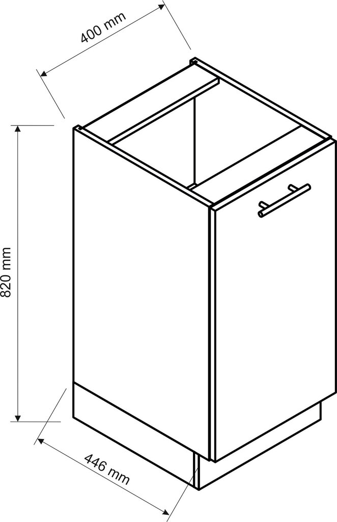 Pastatoma virtuvės spintelė NATALIA D40 P/L, pilka цена и информация | Virtuvinės spintelės | pigu.lt