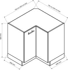 Напольный угловой кухонный шкаф NATALIA DRP P/L, серый цвет цена и информация | Кухонные шкафчики | pigu.lt