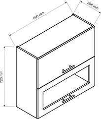 Подвесной кухонный шкаф NATALIA WS80GRF/2 SD, серый цвет цена и информация | Кухонные шкафчики | pigu.lt