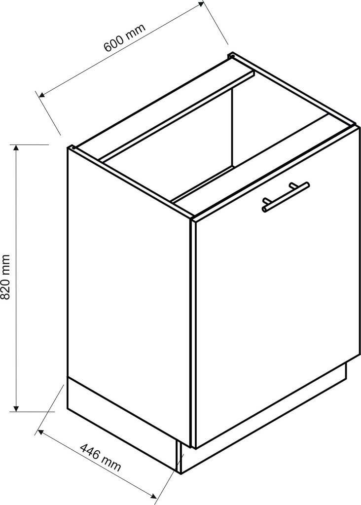 Pastatoma virtuvės spintelė VITA D60 P/L, balta цена и информация | Virtuvinės spintelės | pigu.lt