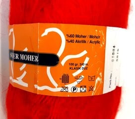 Mezgimo siūlai Nako Super Moher 100g, spalva raudona 6619 kaina ir informacija | Mezgimui | pigu.lt