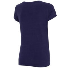 4F marškinėliai moterims tamsiai mėlynos spalvos цена и информация | Футболка женская | pigu.lt