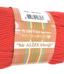 Mezgimo siūlai Alize Pure Wool Cashmira 100g, spalva raudona 106 kaina ir informacija | Mezgimui | pigu.lt