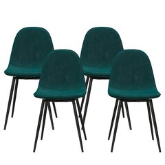 4-ių valgomojo kėdžių komplektas Calvin, žalias kaina ir informacija | Virtuvės ir valgomojo kėdės | pigu.lt