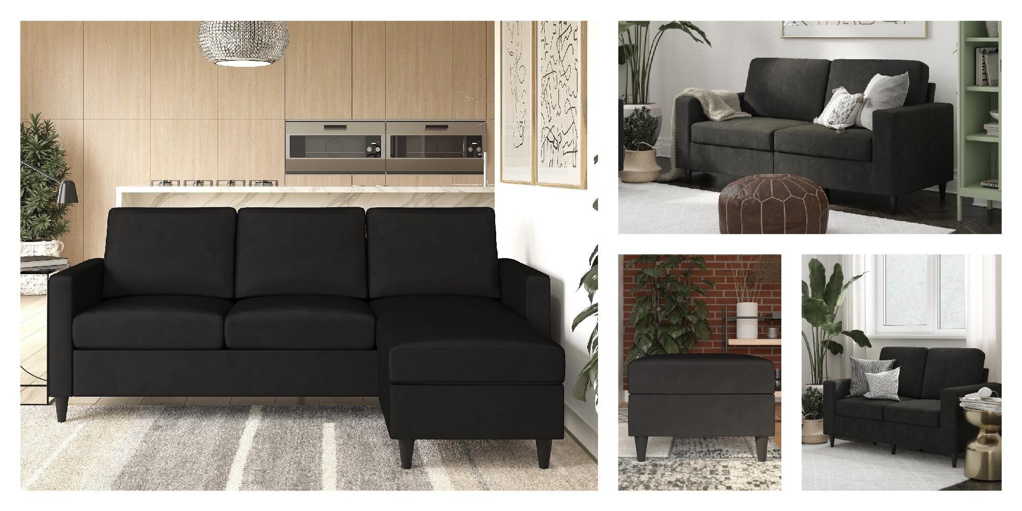 Sofa Cooper, juoda kaina ir informacija | Sofos | pigu.lt