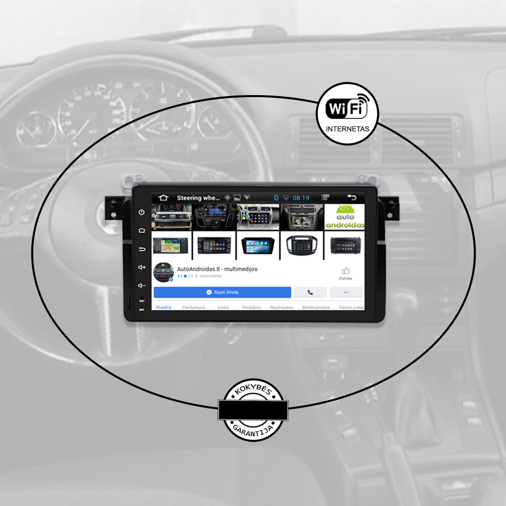 BMW 3 (E46) 1998-06 Android multimedija plančetės tipo 9 colių kaina ir informacija | Automagnetolos, multimedija | pigu.lt