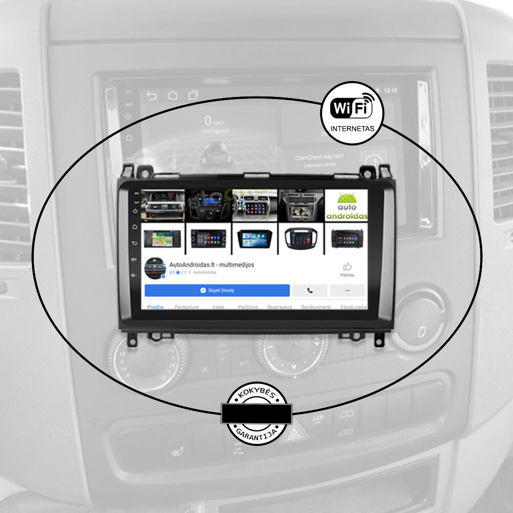 MERCEDES BENZ 2004-06 SPRINTER (W906) VITO (W639) A (W169) B (W245) B200 KLASĖS Android multimedija plančetė 9 colių kaina ir informacija | Automagnetolos, multimedija | pigu.lt