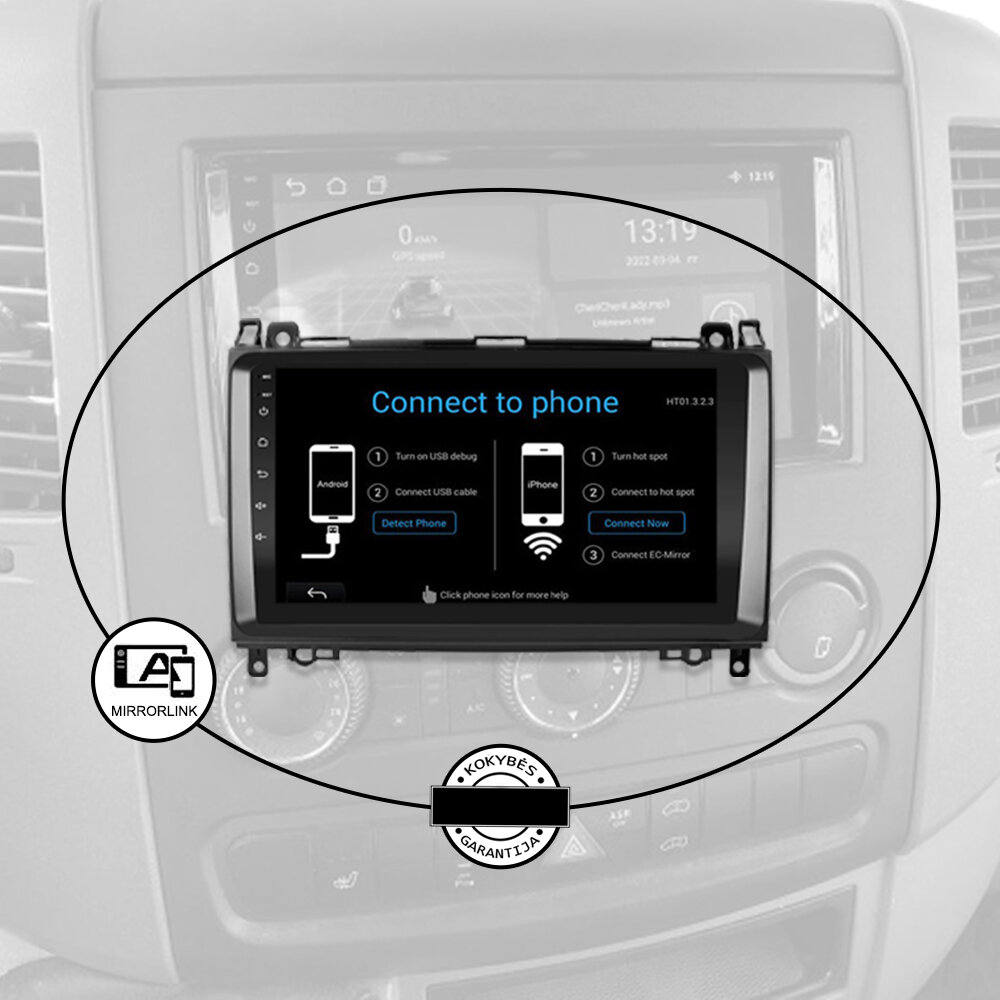 MERCEDES BENZ 2004-06 SPRINTER (W906) VITO (W639) A (W169) B (W245) B200 KLASĖS Android multimedija plančetė 9 colių kaina ir informacija | Automagnetolos, multimedija | pigu.lt