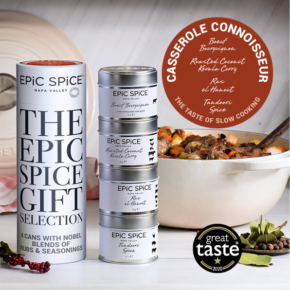 Epic Spice Casserole Connoisseur – The taste of slow cooking, AAA kategorijos prieskonių dovanų rinkinys, 4x 75g kaina ir informacija | Prieskoniai, prieskonių rinkiniai | pigu.lt