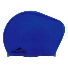 Swimming cap silicone AQUAFEEL 30404 50 blue/navy long hair цена и информация | Шапочки для плавания | pigu.lt