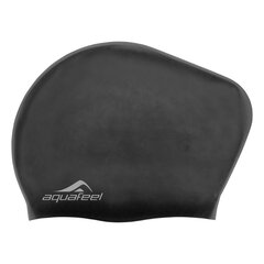 Swimming cap silicone AQUAFEEL 30404 20 black long hair цена и информация | Шапочки для плавания | pigu.lt