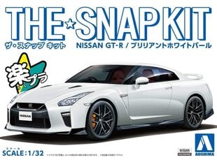 Сборная модель Aoshima - The Snap Kit Nissan GT-R Brilliant White Pearl, 1/32, 05639 цена и информация | Конструкторы и кубики | pigu.lt