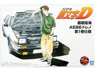 Сборная модель Aoshima - Initial D Takumi Fujiwara Toyota Sprinter Trueno AE86 Comic Version, 1/24, 05960 цена и информация | Конструкторы и кубики | pigu.lt