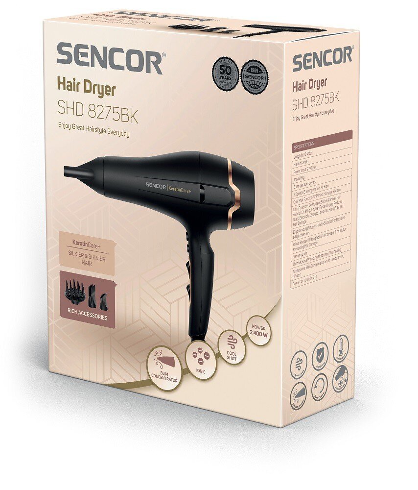 Sencor SHD 8275BK kaina ir informacija | Plaukų džiovintuvai | pigu.lt