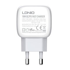 Зарядное устройство для телефона LDNIO A2313C, USB + USB-C, PD + QC 3.0, 20 Вт (white) цена и информация | Зарядные устройства для телефонов | pigu.lt