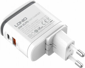 Зарядное устройство для телефона LDNIO A2423C, USB + USB-C, PD + QC 3.0, 25 Вт (white) цена и информация | Зарядные устройства для телефонов | pigu.lt