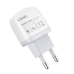 Зарядное устройство для телефона LDNIO A2219, 2x USB, 2.4A (white) цена и информация | Зарядные устройства для телефонов | pigu.lt