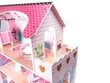Medinis su Led apšvietimu ir baldais lėlių namas, MDF, 70cm kaina ir informacija | Žaislai mergaitėms | pigu.lt