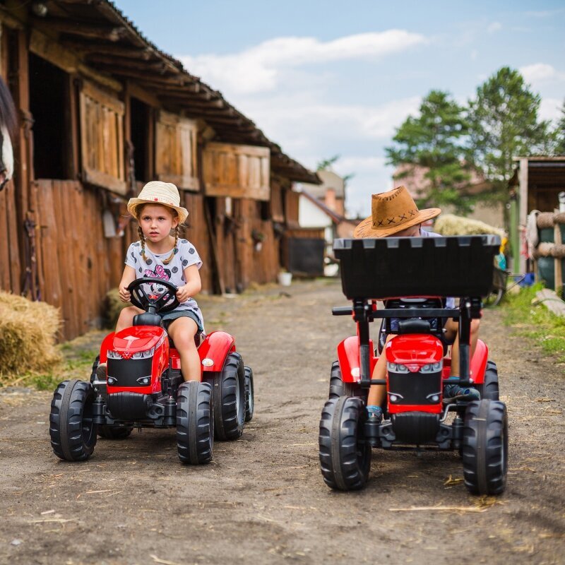 Traktorius Massey Ferguson Red ant pedalų su priekaba nuo 3 metų kaina ir informacija | Žaislai berniukams | pigu.lt