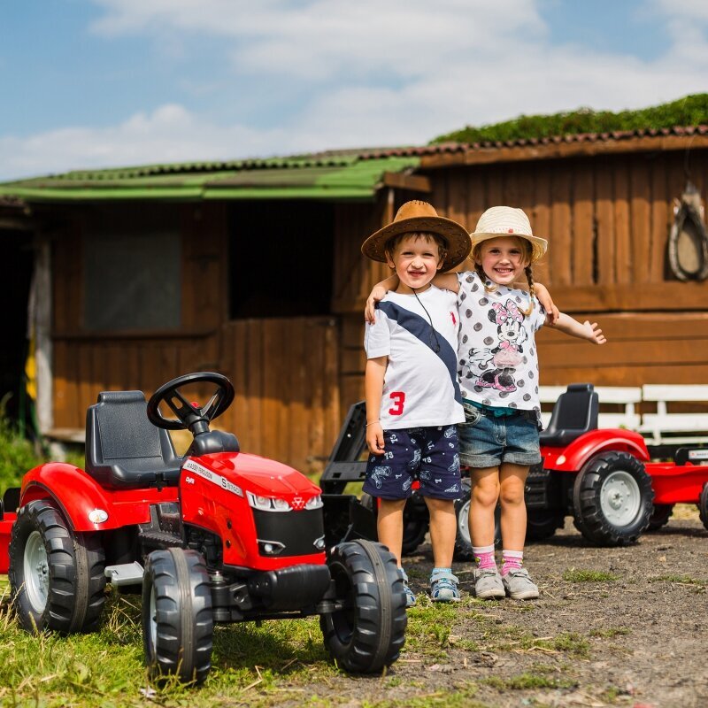 Traktorius Massey Ferguson Red ant pedalų su priekaba nuo 3 metų kaina ir informacija | Žaislai berniukams | pigu.lt