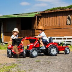 Педальный трактор Falk Red Massey Ferguson с прицепом от 3 лет цена и информация | Игрушки для мальчиков | pigu.lt