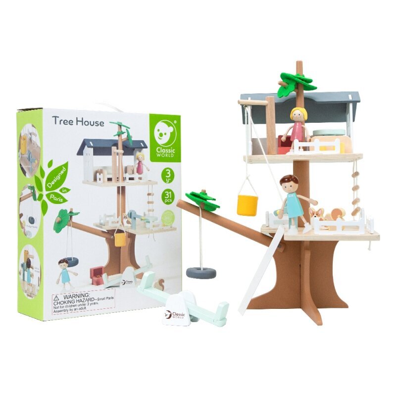 Medinis lėlių namelis lėlėms, 31 dalys цена и информация | Žaislai mergaitėms | pigu.lt