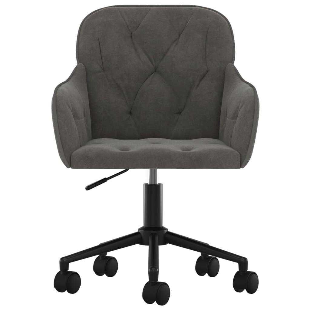 Pasukamos valgomojo kėdės vidaXL, Aksomas, 2vnt., tamsiai pilka kaina ir informacija | Virtuvės ir valgomojo kėdės | pigu.lt