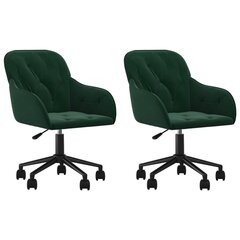 Pasukamos valgomojo kėdės vidaXL, Aksomas, 2vnt., tamsiai žalia kaina ir informacija | Virtuvės ir valgomojo kėdės | pigu.lt