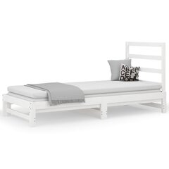 Ištraukiama lova, Pušies medienos masyvas, 2x(90x200)cm, balta kaina ir informacija | Lovos | pigu.lt