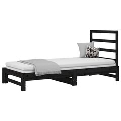 Ištraukiama lova, Pušies medienos masyvas, 2x(90x200)cm, juoda цена и информация | Кровати | pigu.lt