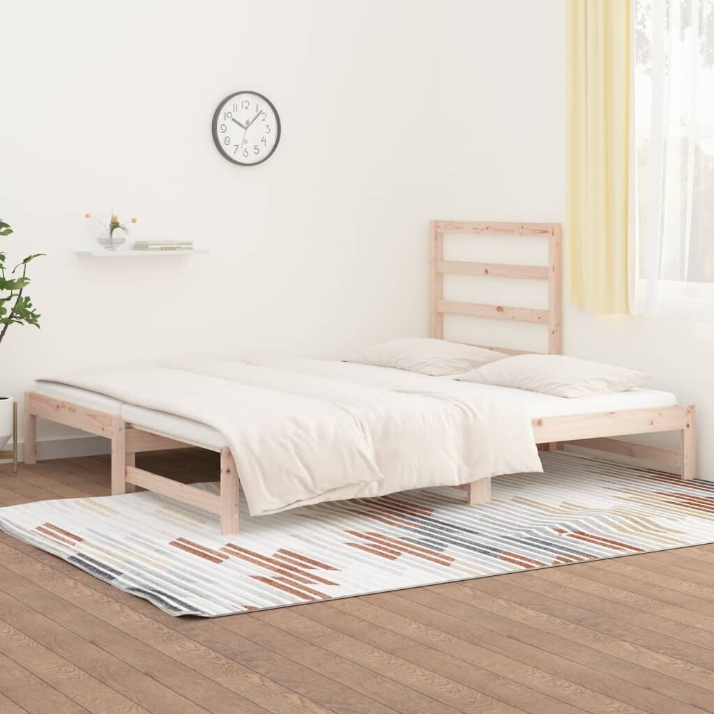 Ištraukiama lova, Pušies medienos masyvas, 2x(90x190)cm kaina ir informacija | Lovos | pigu.lt