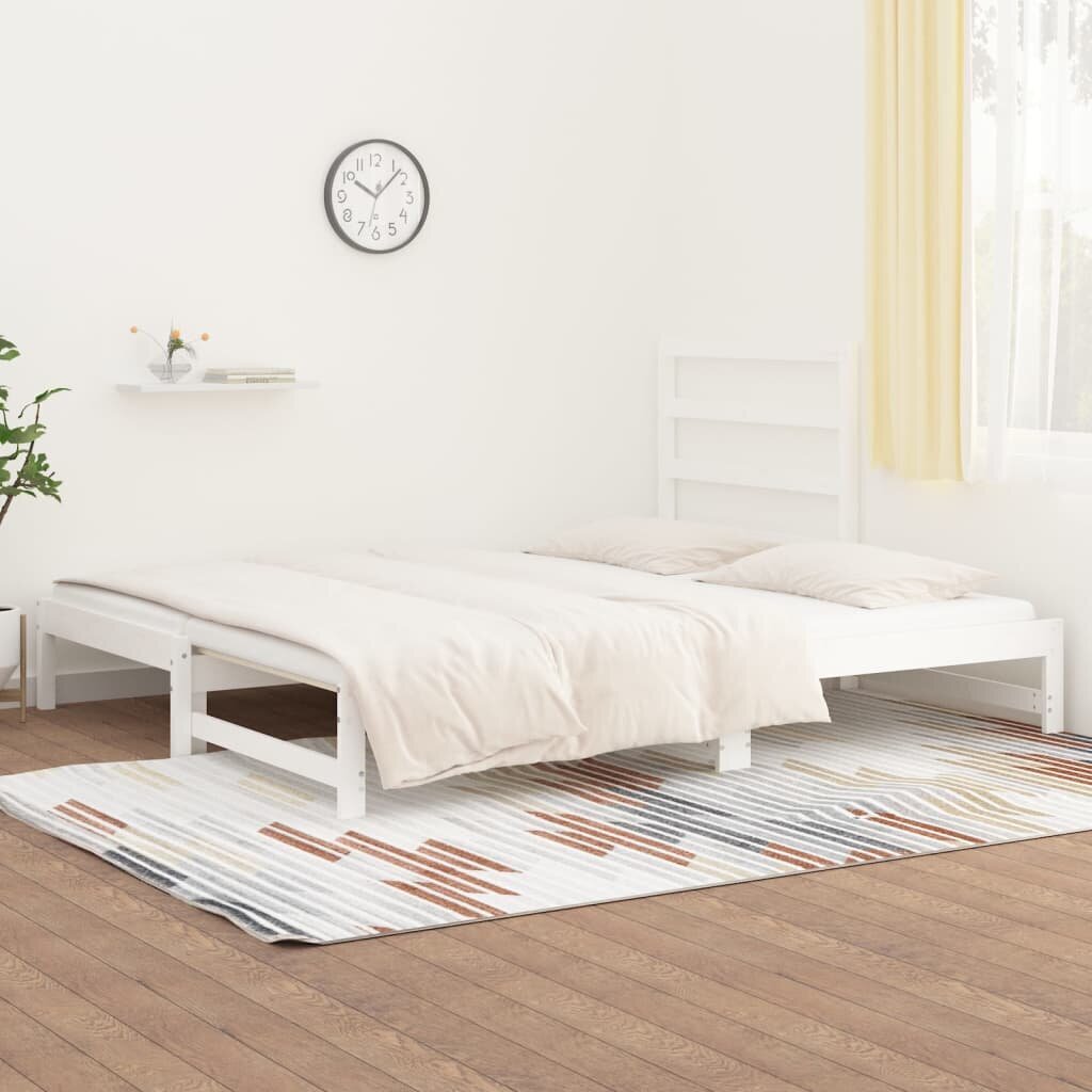Ištraukiama lova, Pušies medienos masyvas, 2x(90x190)cm, balta kaina ir informacija | Lovos | pigu.lt