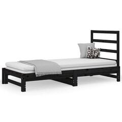 Ištraukiama lova, Pušies medienos masyvas, 2x(90x190)cm, juoda kaina ir informacija | Lovos | pigu.lt