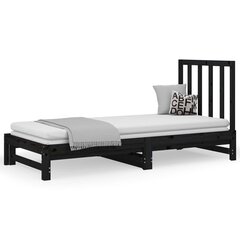 Ištraukiama lova, Pušies medienos masyvas, 2x(90x190)cm, juoda цена и информация | Кровати | pigu.lt