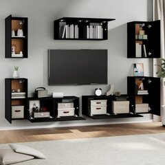 vidaXL Televizoriaus spintelių komplektas, 7 dalių, juodas, mediena kaina ir informacija | TV staliukai | pigu.lt
