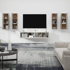 TV spintelių komplektas, Mediena, 6 dalių, betono pilka kaina ir informacija | TV staliukai | pigu.lt