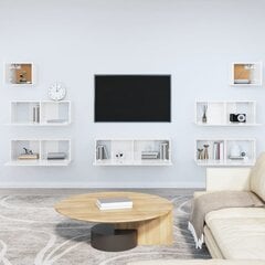 TV spintelių komplektas vidaXL, Mediena, 7 dalių, balta blizgi spalva kaina ir informacija | TV staliukai | pigu.lt
