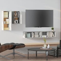 TV spintelių komplektas, Mediena, 4 dalių, betono pilka kaina ir informacija | TV staliukai | pigu.lt
