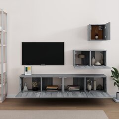 TV spintelių komplektas, Mediena, 4 dalių, pilka ąžuolo spalva kaina ir informacija | TV staliukai | pigu.lt