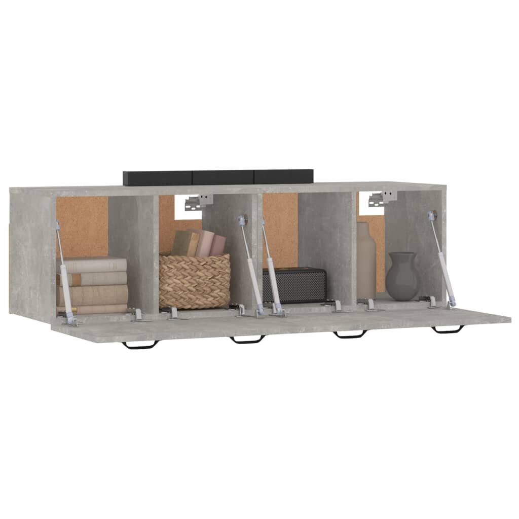 Sieninės spintelės, Mediena, 2vnt., 80x35x36,5cm, betono pilka kaina ir informacija | Svetainės spintelės | pigu.lt
