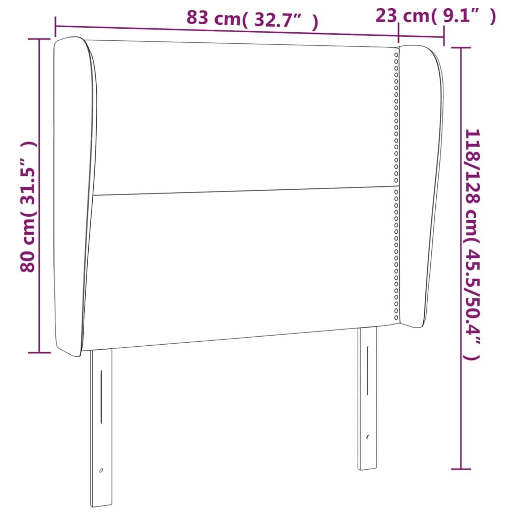 Galvūgalis su auselėmis, mėlynas, 83x23x118/128cm, aksomas kaina ir informacija | Lovos | pigu.lt