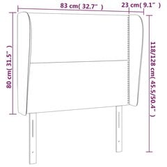 vidaXL Galvūgalis su auselėmis, pilkas, 83x23x118/128cm, dirbtinė oda цена и информация | Кровати | pigu.lt