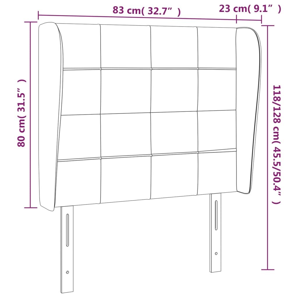 Galvūgalis su auselėmis, juodas, 83x23x118/128cm, aksomas kaina ir informacija | Lovos | pigu.lt